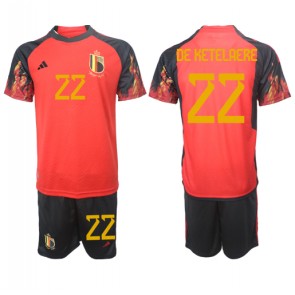 Belgium Charles De Ketelaere #22 Replica Home Stadium Kit for Kids World Cup 2022 Short Sleeve (+ pants)